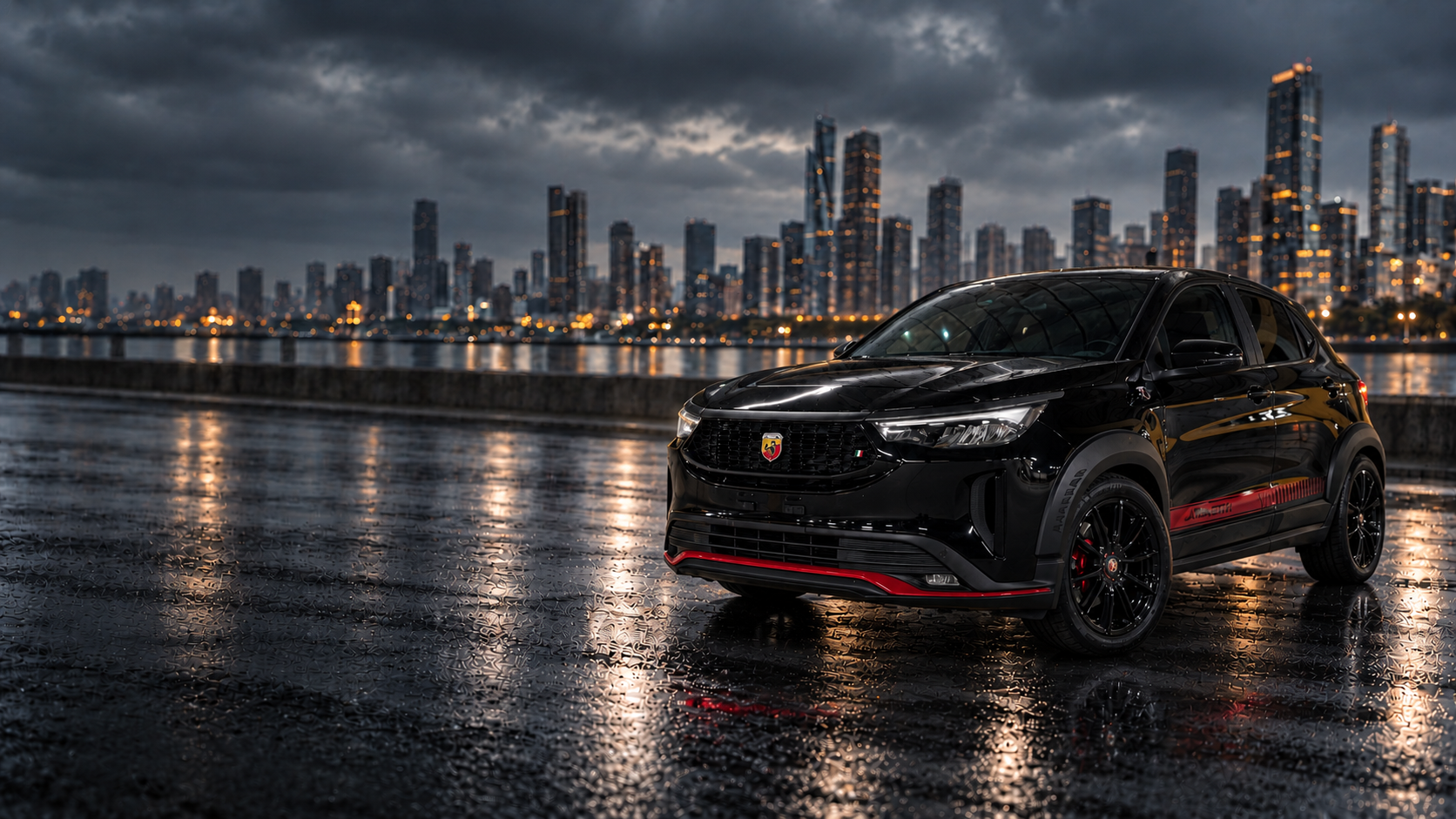Fiat Pulse Abarth preto em cenário urbano escuro da KLIK